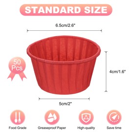 sourcing map Mini Cupcake Liners for Baking Cupcake, 50Pcs Cupcake Muffins Liners Cupcake Holders Paper Greaseproof Wrappers for Wedding, Showers, Gift, Red