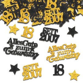 TUZELIYA Konfetti 18 Geburtstag Deko - 150 Stück 18. Geburtstag Deko Frauen Männer - Konfetti Streudeko Gold Schwarz - Dekoration für Jubiläen, Geburtstage, Partys, Tischdeko