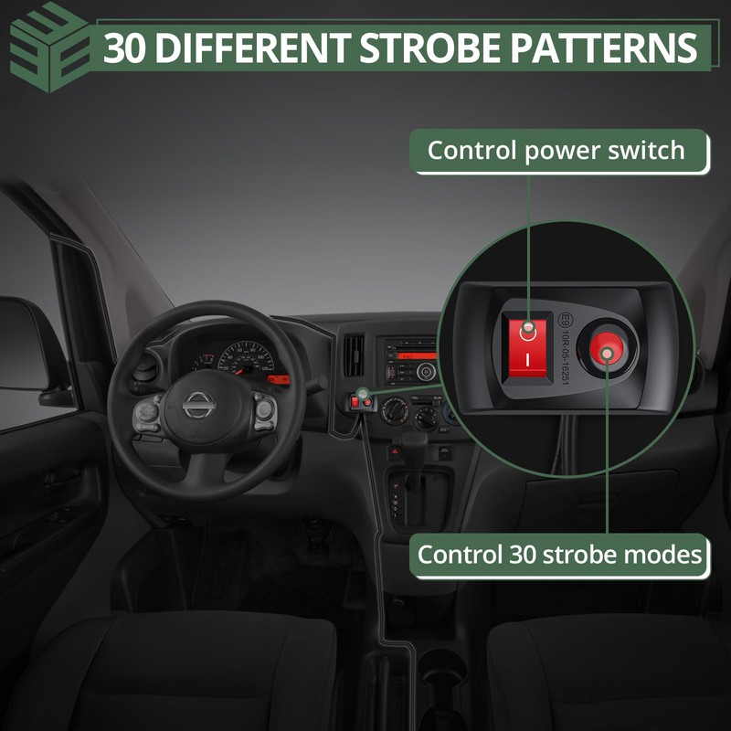 EYPINS LED Surface Mount Strobe Lights Kit,White Amber Flashing Car