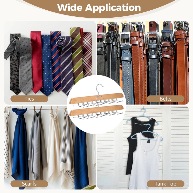 Tie Holders for Closet 2 Pcs, Tie Rack Hanger Hooks,