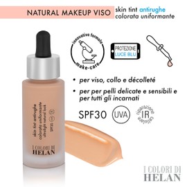 Helan I Colori di Helan Skin Tint Foundation für das Gesicht, Anti-Falten, ultraleicht, gleichmäßig, mit Sonnenschutz 30, Vitamin C, E, Makeup Simil getönte Creme, natürliche Creme für jeden Teint, 30