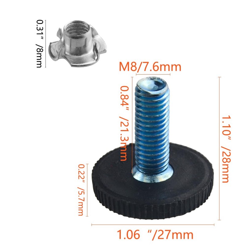TOVOT Pack of 4 M8 Adjustable Furniture Feet, Adjustable Feet,