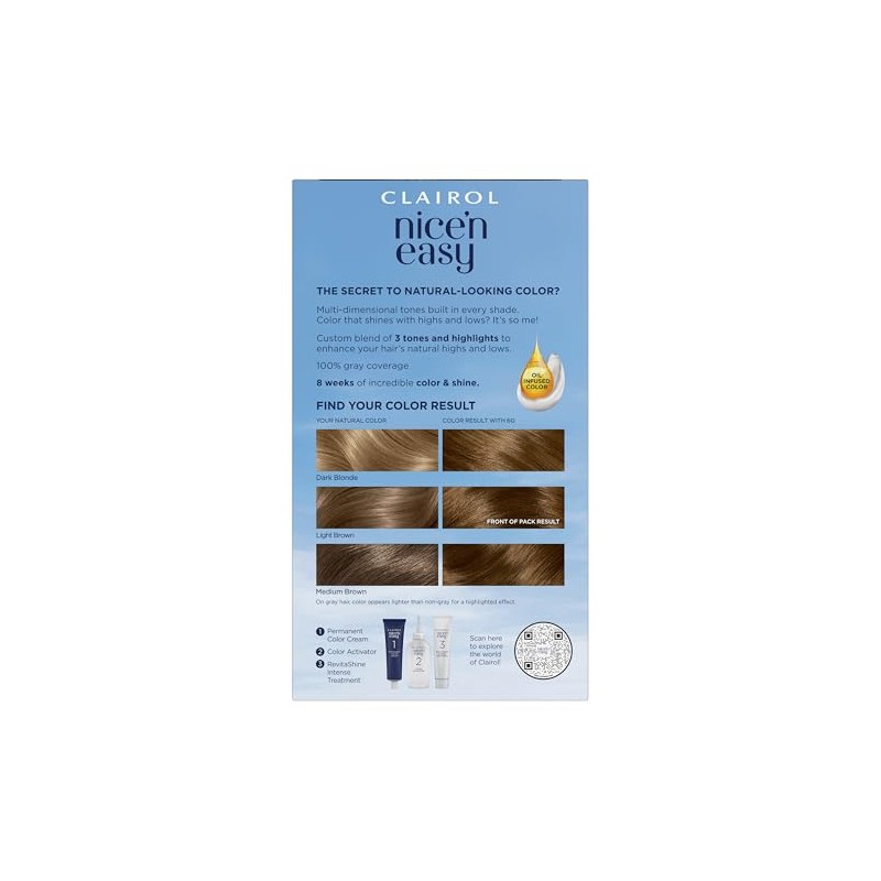 Clairol Nice'N Easy Crème 6G Light Golden Brown (3 Kits)