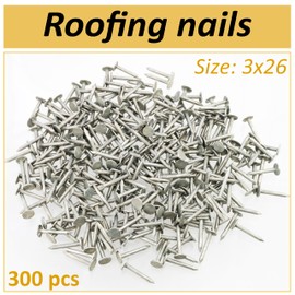 AERZETIX - C70839 - Set of 300 large flat head nails diameter 3 x 26 mm - head diameter 10 mm - made of steel - silver colour - nails, roofing felt, roof tiles, bitumen, cladding, carpentry, roof