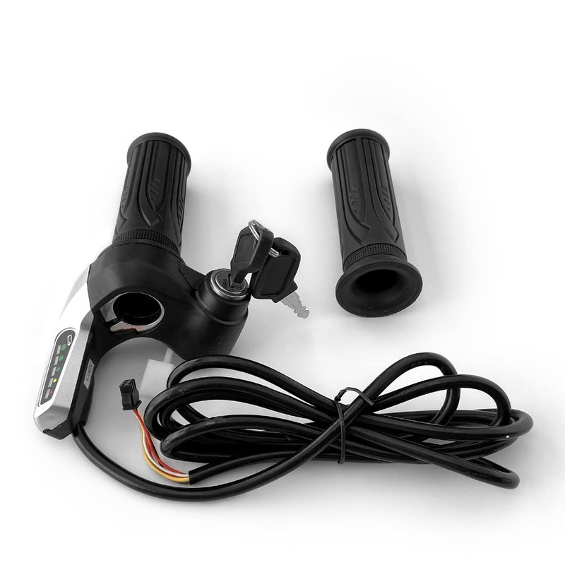 L-faster 24V/36V/48V Bike Throttle Grip Scooter Voltage Indicator Power Key