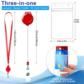 Marspark Colored Lanyard with ID Holder Include Flat Lanyard with Retractable Badge Reel and Clear Vertical Card for Offices (11 Colors, 50 Set)