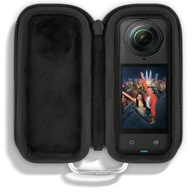 Khanka For Insta360 X5 X4 Action Cam Hard Case Carry Case, Compact Travel Storage Bag Compatible with Insta 360 X5/X4 360° Action Cam with Quick Access Base & Carabiner (Black)