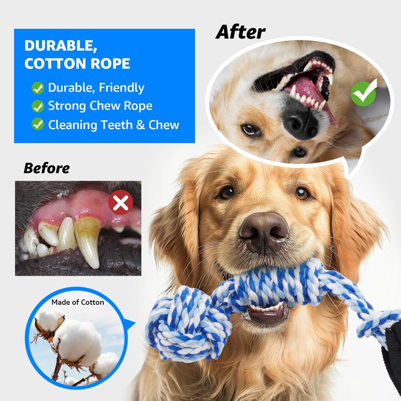 LOOBANI Spring Pole Dog Rope Toys - Tug of War