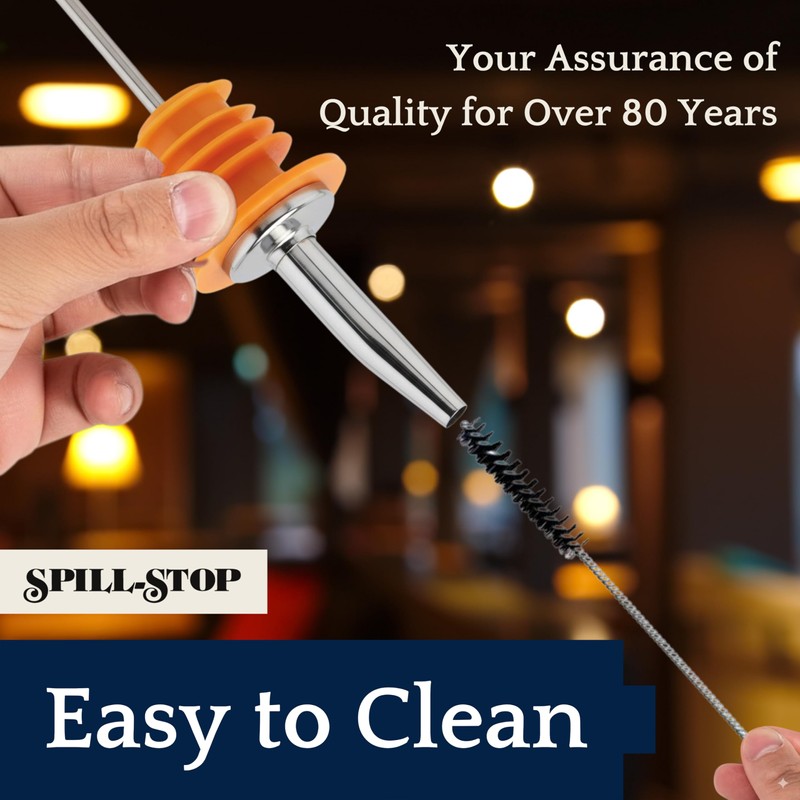 Spill-Stop 285-60 Tapered Liquor Bottle Pourer Dispenser, Chrome Metal Spout