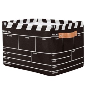 Movie Clapper Board Large Storage Bin Collapsible Storage Basket with Handles, Laundry Basket Hamper Organizer Foldable Storage Box for Toys Bedroom Kids Room
