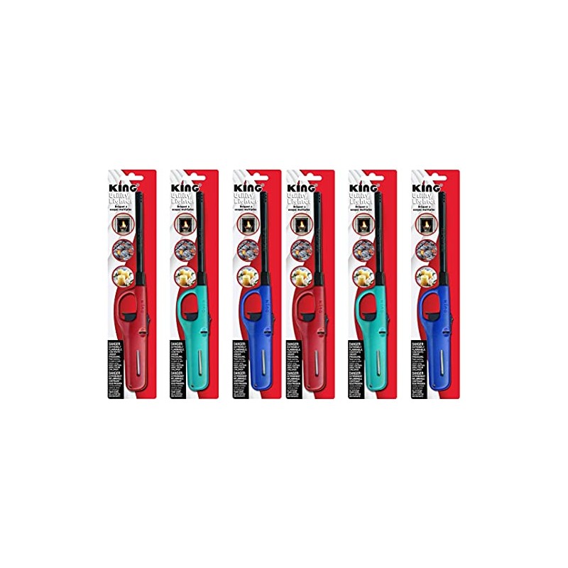 6 Pack King BKOU172 Multi Utility Lighter Assorted Colors