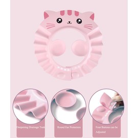 Baby Shower Cap Shampoo Cap for Kids Baby Hair Washing Shield Bath Visor Face Shield for Toddler Boys Girls Adjustable Shower Hat Earmuff Hair Wash Shield Waterproof Bath Cap for 5 Month Plus-8 Years