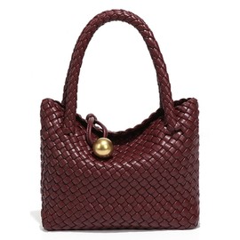Slouchy PU Leather Woven Hobo Bags Women Trendy Crossbody Crescent Shoulder Purse Beach Satchel Top Handle Tote Handbag