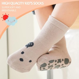 DRESHOW Stopper Socks Children Baby ABS Non-Slip Socks Non-Slip Socks Cotton Crawling Socks Non-Slip Socks for Toddler Girls Boys, 5 pairs of non-slip ankle socks: mix-04, 3 - 5 years