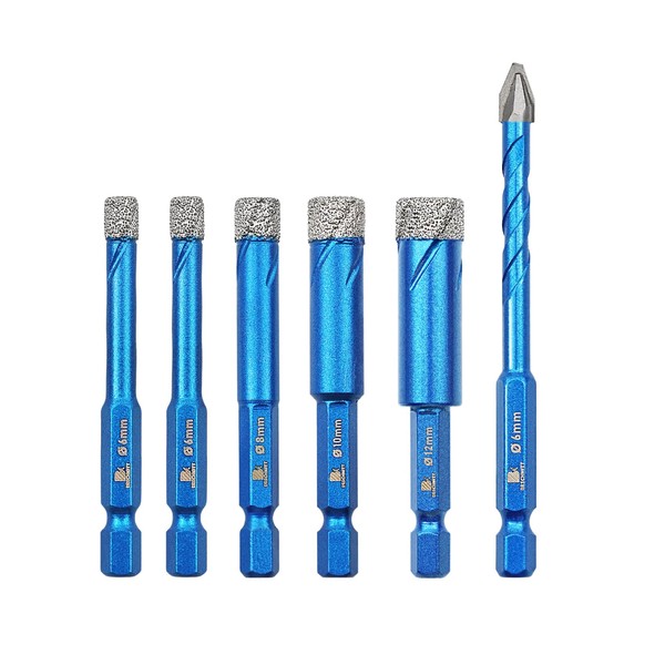 BRSCHNITT Diamond Drill Bit Hex Shank 1/4"*2,5/16",3/8",1/2"- Head Eccentric Drill