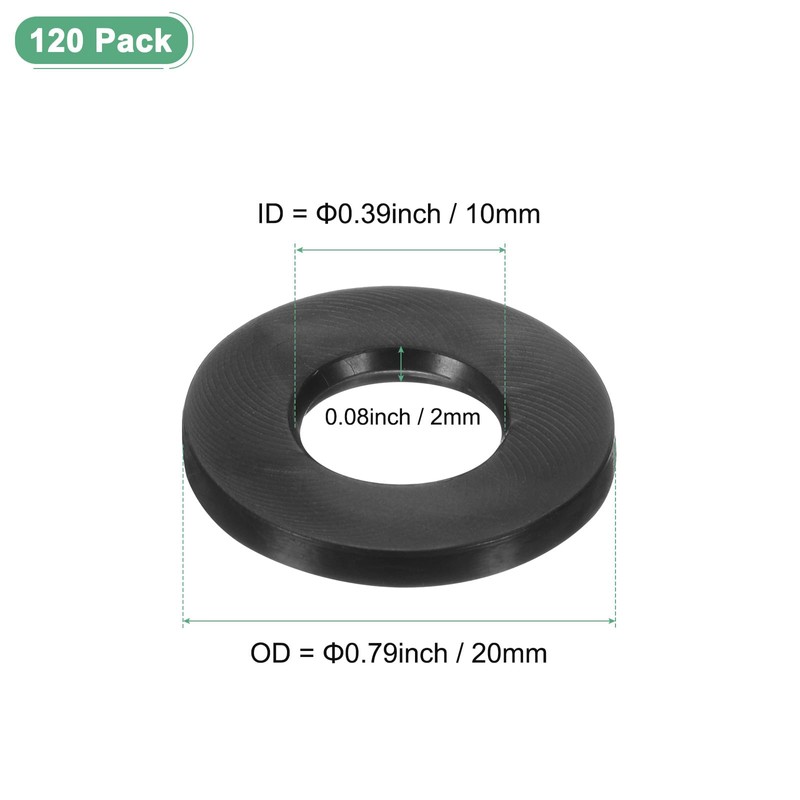 M METERXITY 120-Pack M10 Black Rubber Washer Assorted Kit, 10mm