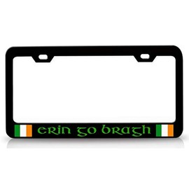 Custom Brother - Erin GO Bragh Ireland Irish Metal Car SUV Truck License Plate Frame Bl j46
