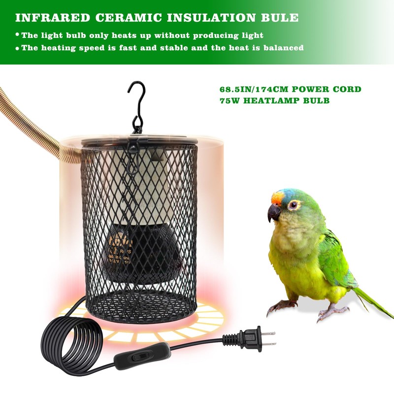 Bird House Incubator, Bird Nesting Box with Heat Lamp, 75W