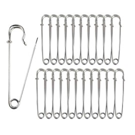 Safety Pins Extra Large Heavy Duty - YiwerDer 22PCS 3Inch Blanket Pins, Strong & Sturdy Bulk Pins for Blankets, Skirts, Crafts, Kilts - Silver