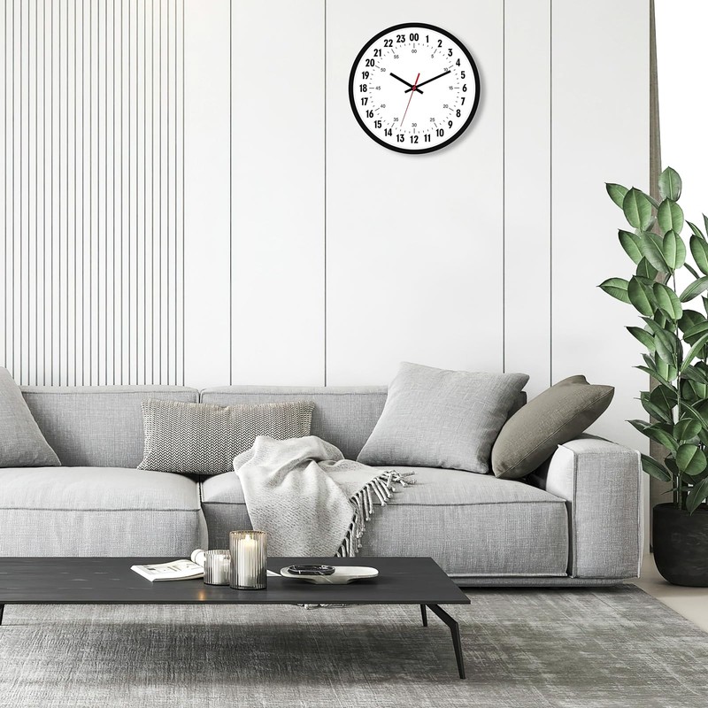 Foxtop 24 Hour Wall Clock Battery Operated Round Analog Wall