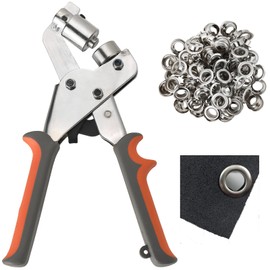 Acymner Handheld Hole Punch Pliers Grommet Tool Kit | Grommet Press Pliers,Portable Handheld Eyelet Machine with 500PCS Grommets of 3/8 Inch (10mm) Silver Eyelets