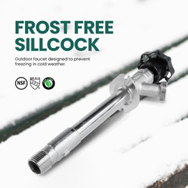 Midline Valve 6 Inch Frost-Free Sillcock, Chrome-Plated Brass Body – 1/2" MIP/Sweat Inlet x 3/4" Hose Bib Outlet