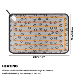 Velmoriah Dog Heating Pad, 70x50 CM Pet Heating Pad with Indicator and 2 Adjustable Thermal, and Chew Resistant Cord, Waterproof cat Heating pad for Dogs, Cats, Puppy, and Kitten (70x50 CM)