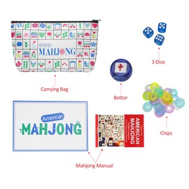 Jongyance American Mahjong Tile Set with Carrying Bag and Accessories, 160 Acrylic Carved Mahjong Tiles(Light Blue