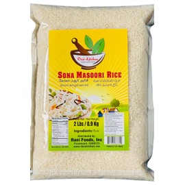 Desi Kitchen Sona Masoori Rice~ 2 lbs/0.9 Kg | Short Grain White Rice | Product of India | All Natural | Gluten Free