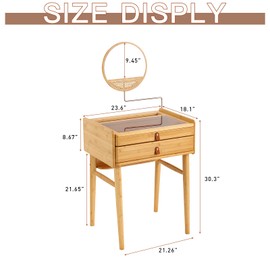 Welnow Makeup Vanity Desk, Modern Small Dresser with Adjustable-Angles Mirror & 2 Storage Drawers, Dressing Table for Girls, Small Space, Bedroom, Wood