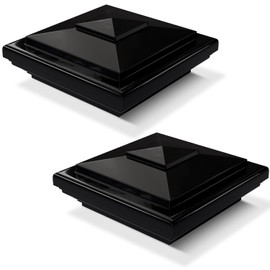 VIVIDA 4" Vinyl Fence Post Cap (Actual 4" x 4"), New England Pyramid Style, PVC Square Fence Top Cover, for Vinyl Post, Mailboxes & Decks, Black, 2 Pack