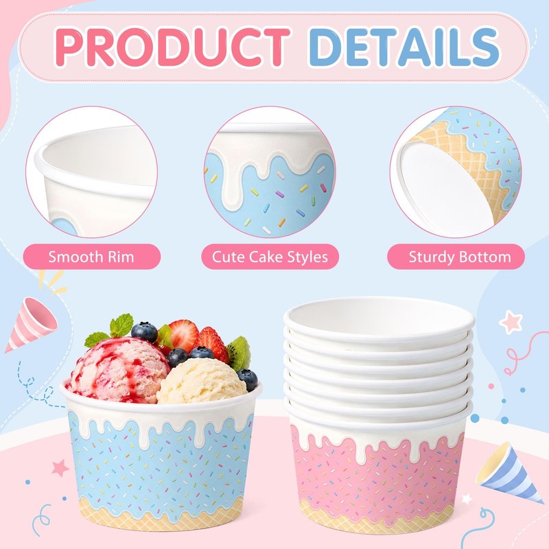 9 oz Ice Cream Bowls Disposable 100 Pack Candy Snack