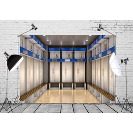 Loccor Fabric 7x5ft Locker Backdrop Sports Locker Room Modern Cloakroom Dressing Room Public Bathroom Photography Background School Student Event Class Party Decoration Video Photo Shoot Props