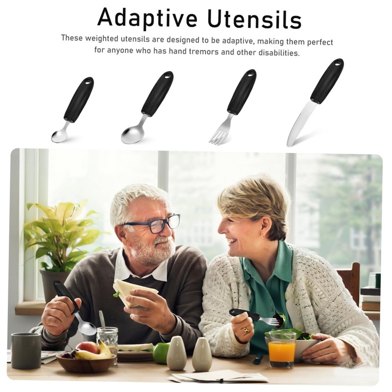 ULTECHNOVO Ergonomic Handle Adaptive Utensils Elderly Eating Utensils Weighted Spoon