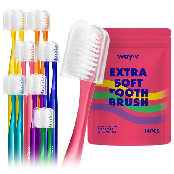 Way.V Extra Soft Toothbrush 7 Pack for Sensitive Gums and