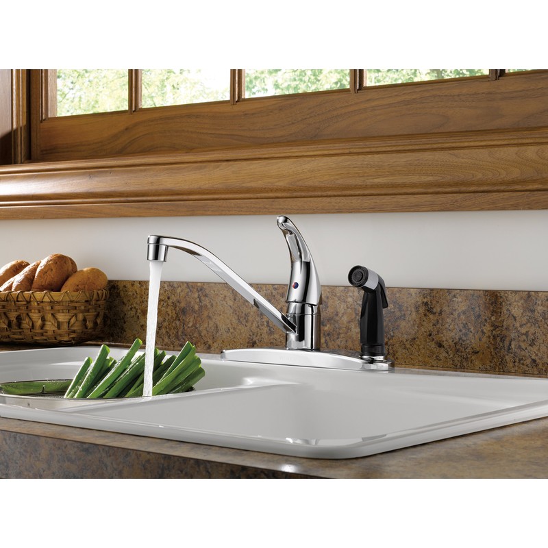 Peerless Single-Handle Kitchen Sink Faucet with Integrated Side Sprayer, Chrome