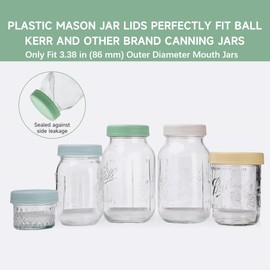 8 Pack Wide Mouth Mason Jar Lids for Ball, Kerr Jars and More, Colored Plastic Reusable Canning Tops with Silicone Rings, Food Grade & Leak-proof