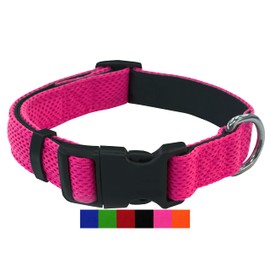 DEY - Premium Air Mesh Dog Collar | Adjustable | for Small, Medium and Large Dogs | Many Colours and Sizes | Dog Collar Dog Cats | Puppy Collar | Pink / S