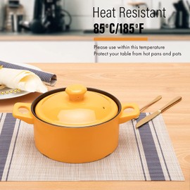 Set of 6 Christmas Place Mats, Eageroo Table Mats Made of PVC, Tear-Resistant, Heat Resistant, Washable Christmas Placemats (6 Placemats, Christmas Gold)