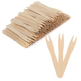 Chip Fork, 200 Wooden Forks, Wooden Cutlery, Party Cutlery, French Fries, Forks, Party Tableware for Party, Birthday, Camping and Picnic, 85 mm