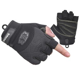 Seibertron Half Finger Padded Palm Lightweight Breathable Climbing Rope Gloves / Climbing Gloves for Climbing, Rescue, Adventure, Sailing, Kayaking, Outdoor Sports, Black, XS