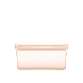 Zip Top Reusable Food Storage Bags | Snack Bag [Peach] | Silicone Meal Prep Container | Microwave, Dishwasher and Freezer Safe | Made in the USA