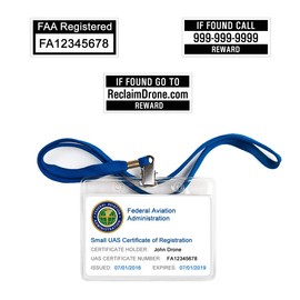 Mini 2 - DJI - FAA Drone Labels (2 Sets of 3) + FAA UAS Registration ID Card for Hobbyist Pilots + Lanyard and ID Card Holder + Optional Battery LabelsQ