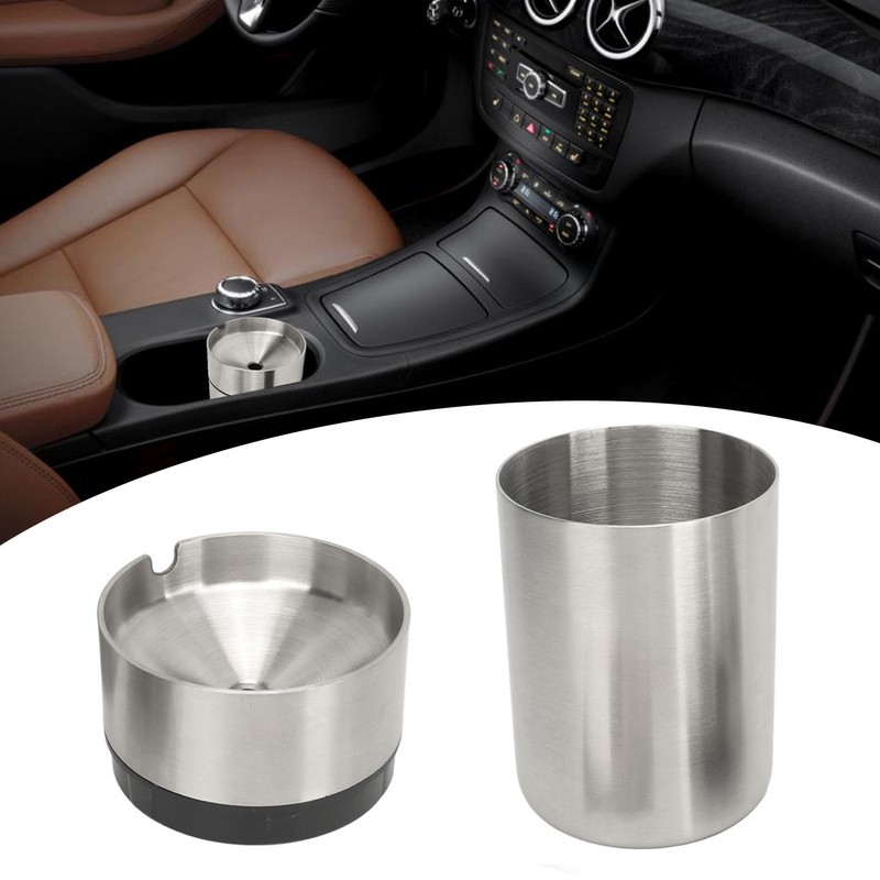 Car Ashtray with Lid Portable Removable Stainless Steel Smokeless Ashtray