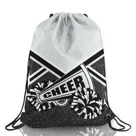 Cheer Drawstring Backpack Cheerleading Drawstring Bag Cheer Accessories Gifts for Cheerleaders (Silver,1 Pcs)
