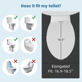 Hibbent Non-Electric Elongated Bidet Toilet Seat Slow Close Bidet Attachment