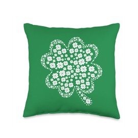 Shamrock Shenanigans Clover Leaf St Patricks Day Throw Pillow