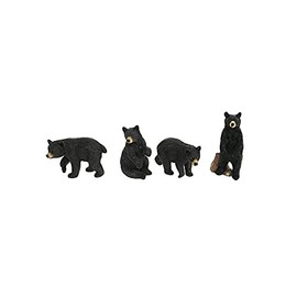 The Bridge Collection Mini Black Bear Figurines, Set of 4 Tabletop Figures of Black Bears in Various Poses