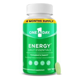 One A Day Energy Daily Essentials Multivitamin, Energy Supplement to Support Mental Alertness and Immune Health with Vitamins A C, D, E, Zinc and Caffeine, 120 Count