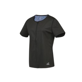FiCOLY FSTM-4 Sauna Suit, Short Sleeve, Men's, Sweating, Washable, Large Size, Sauna Suit, Top Only, Summer, Full Zip, Training Wear, Black, Running, Walking,, Black